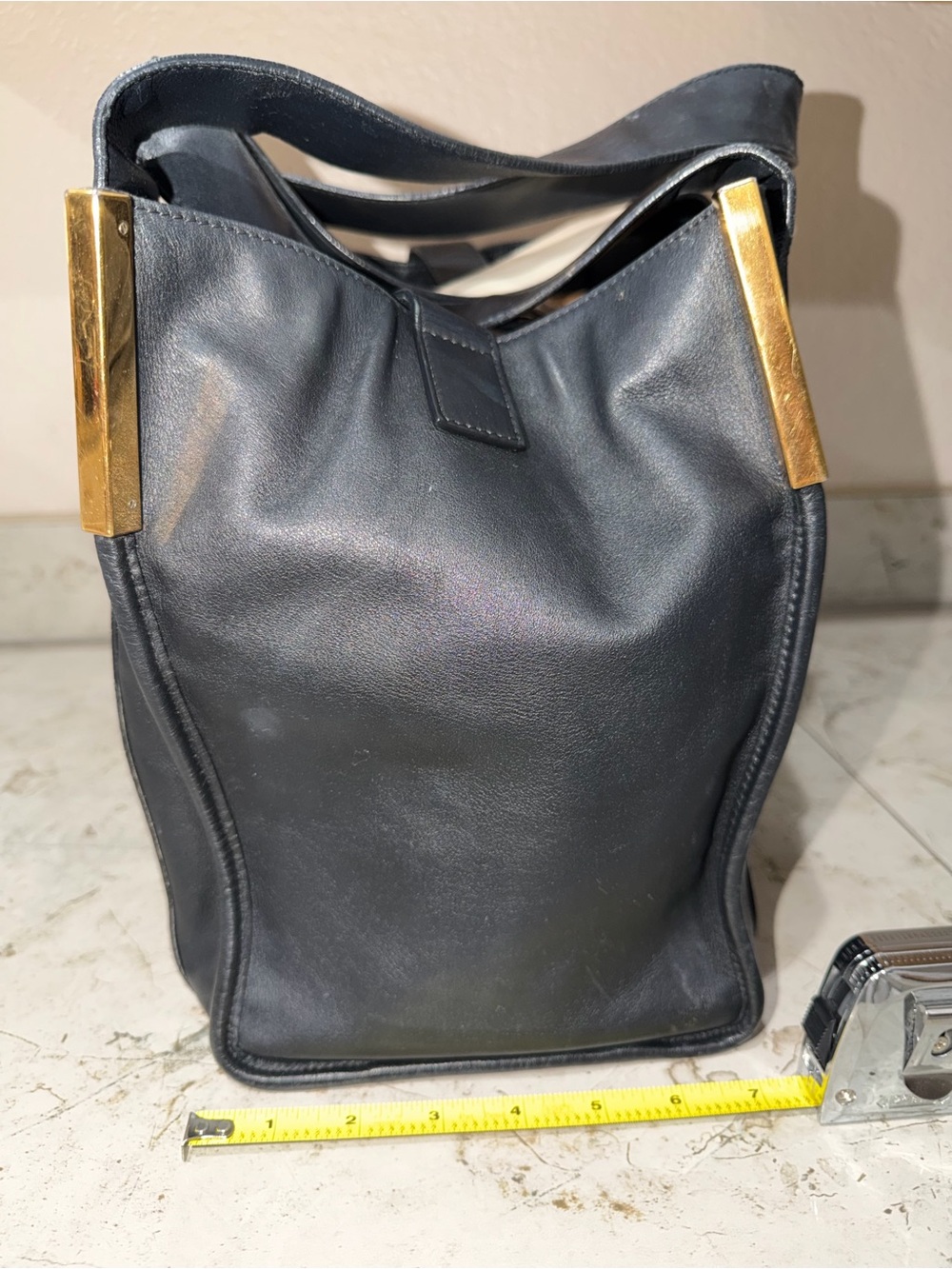 CHLOE Color Block Black and Cream Leather Tote - Picture 7 of 15
